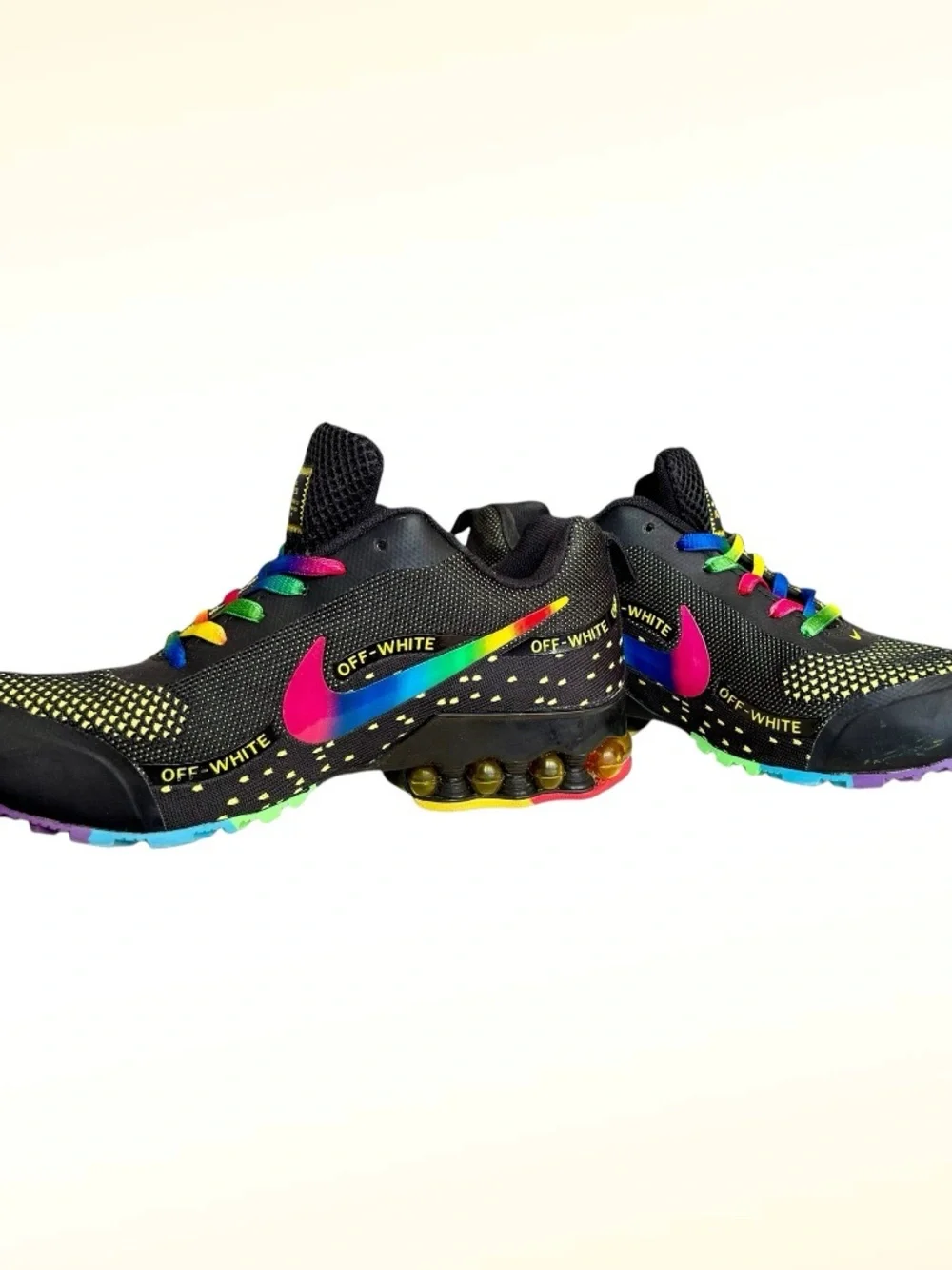 Nike Off-White Air Ultra Shox Custom Rainbow Sneakers, Size 7, ! NEW ! - Picture 7 of 13